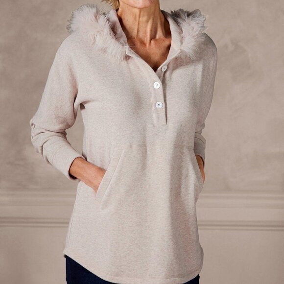 Soft Surroundings Sweaters - Soft Surroundings Alpina Pullover in Soft Taupe Heather L